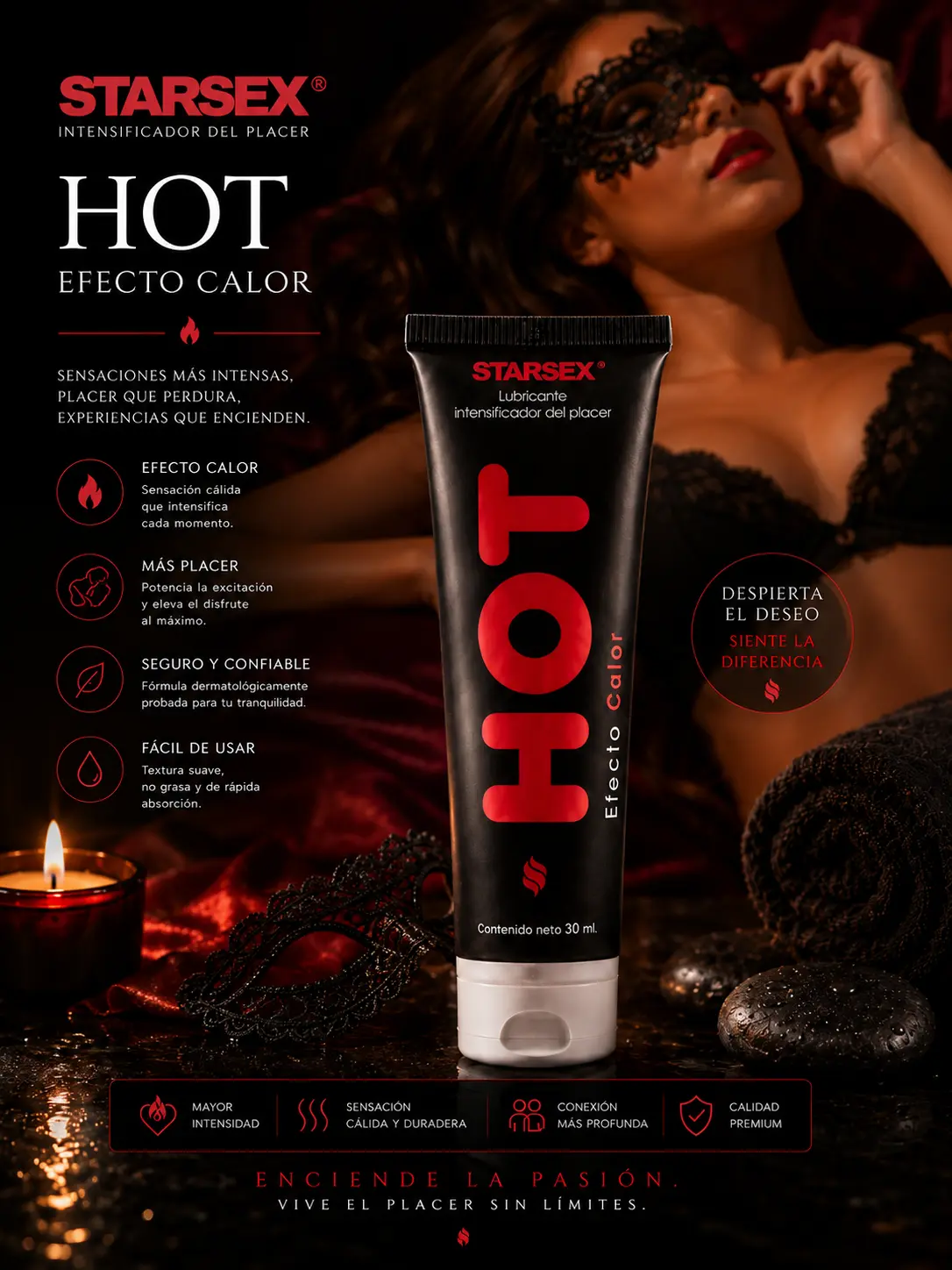 Lubricante Híbrido Efecto Calor Hot - Starsex