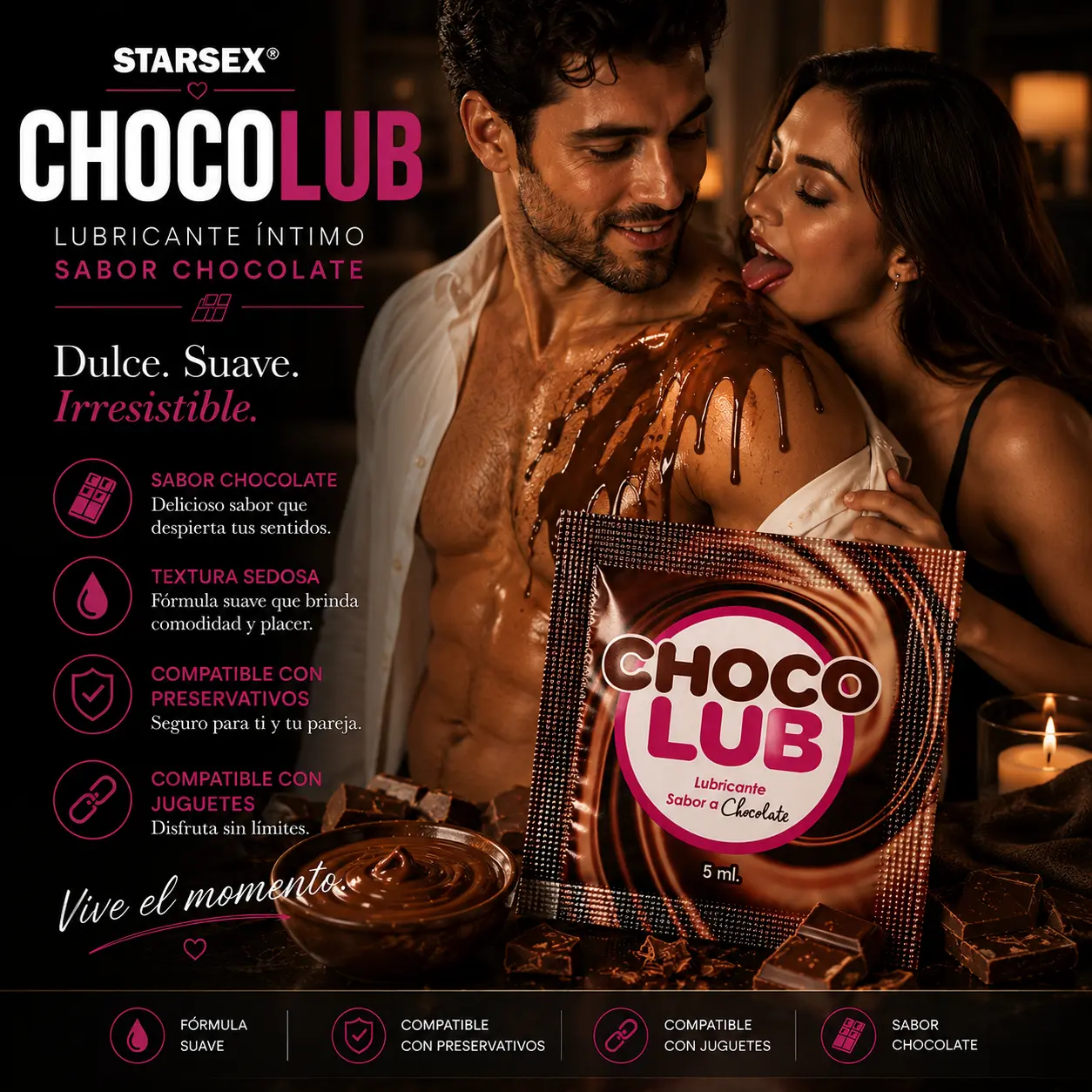 Sachet Lubricante Híbrido con Sabor Chocolate - Chocolub - Starsex
